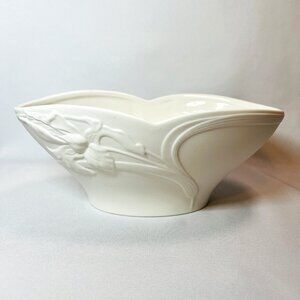 Gorham Linen Flowers Vintage Centerpiece Bisque Bone China Console Vase Bowl